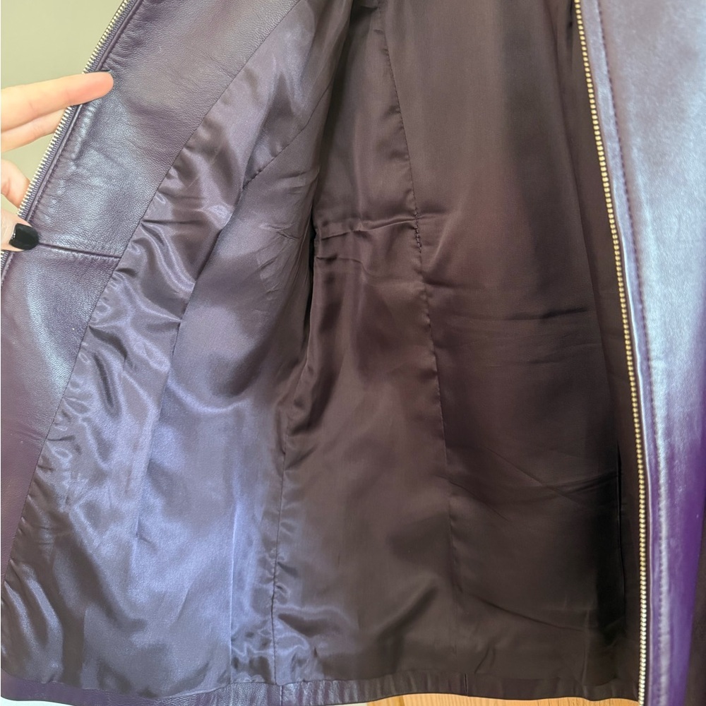 PENDLETON Plum Purple Moto Zipper Front High Collar 100% Leather Jacket Size S - Picture 11 of 16